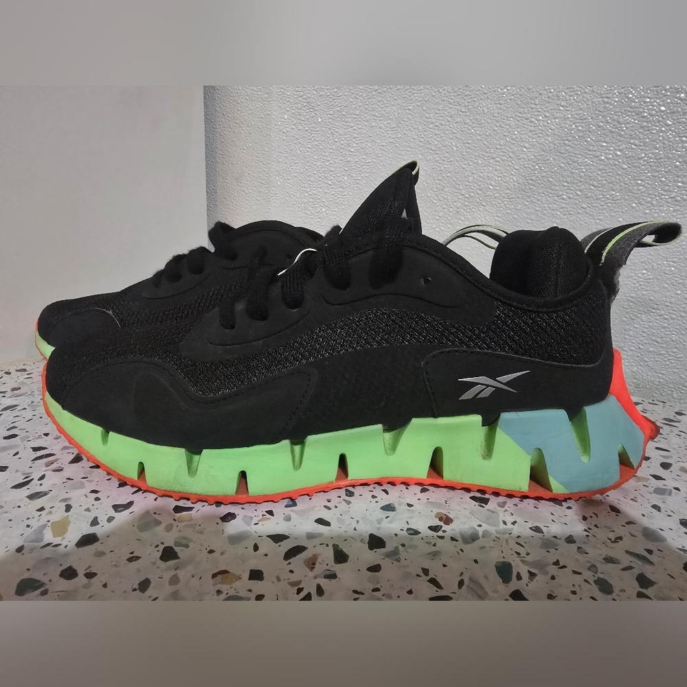 Reebok Black and Neon Green Sneakers